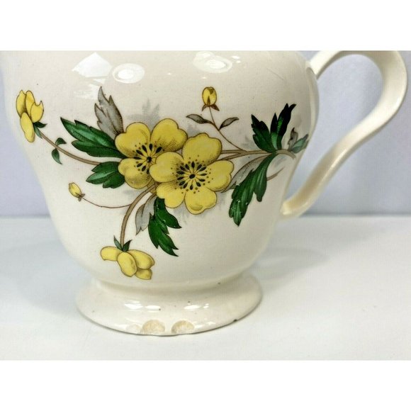 Vintage Knowles Yellow Buttercup China Creamer Pitcher Footed Cup Gold Trim USA - Picture 3 of 11